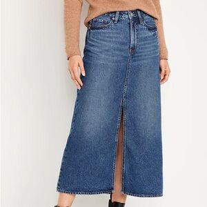 NWT Women’s Old Navy/Gap High-Waisted Jean Medium Wash Midi Skirt